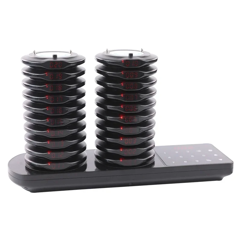 Wireless Restaurant Guest Calling Pager System Dual Charging Base Coaster For Food Truck Coffee Shop Cafe Church Clinic