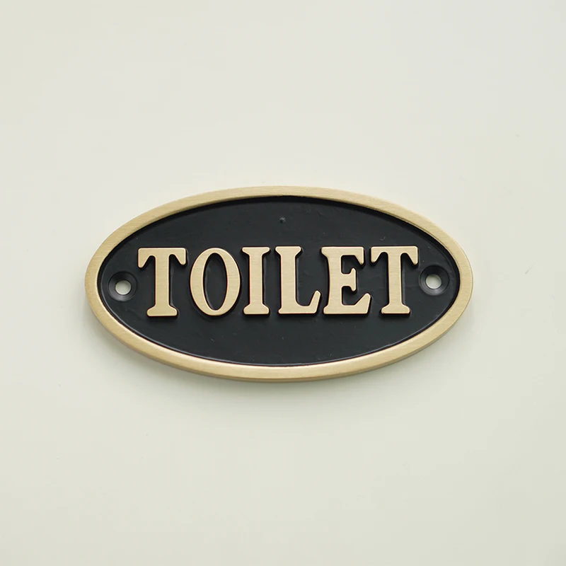 Brass Oval Toilet Plate Brass Toliet Sign Cafe Hotel Spa Store Decoration
