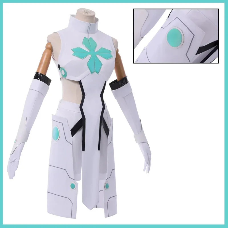 

New Game TO BE HERO X Lucky Cyan Cosplay Costume Wig White Short Top Uniform Woman Sexy Carnival Halloween Suit vl;6