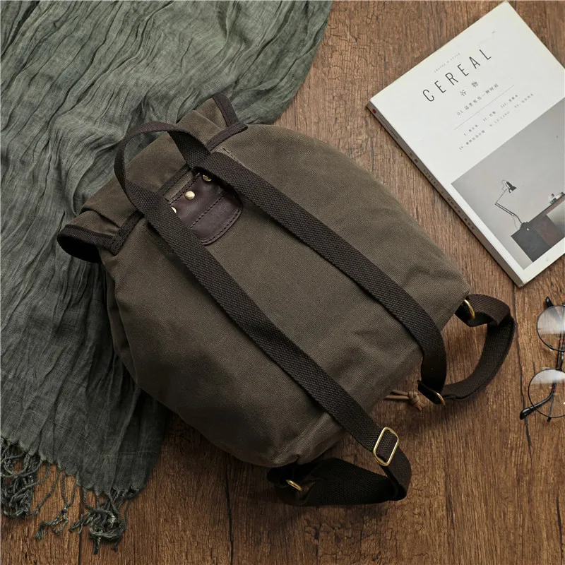 New Unisex Men\'s Travel Laptop Backpack Daypack Vintage Bags Leather Canvas Rucksack Drawstring Backpacks Hiking Bag Mochilas