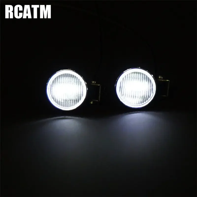 1 Pair LED White round spotlight Front and rear Headlights For 1/14 Tamiya RC Truck Scania Benz Actros MAN 1/10 TRX4 6 SCX10 5V