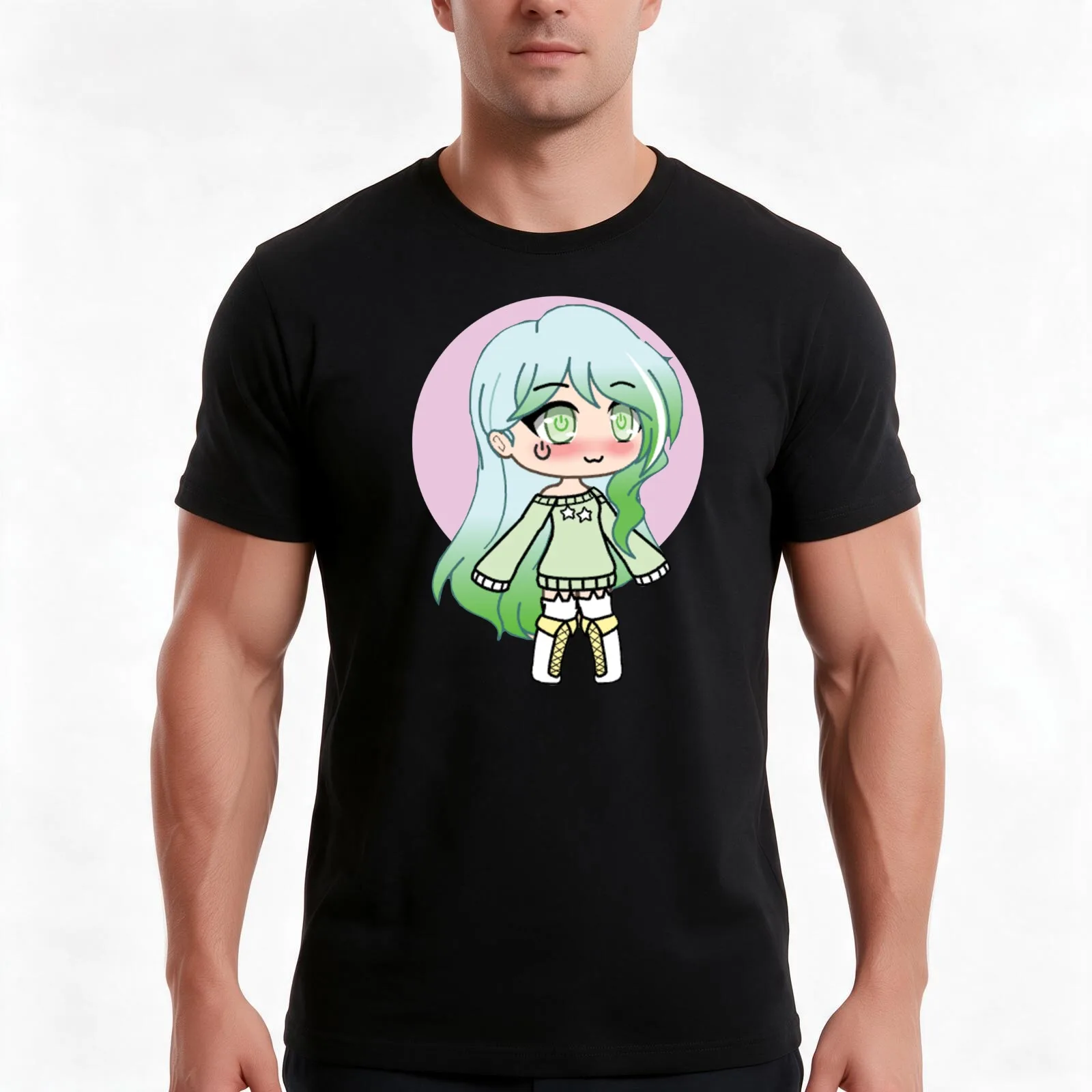 Cute Gacha Series Girl - Riley T-Shirt, Summer Casual Cotton Tee, Oversized Streetwear Tops, Vintage Graphic Print, 100% Cotton