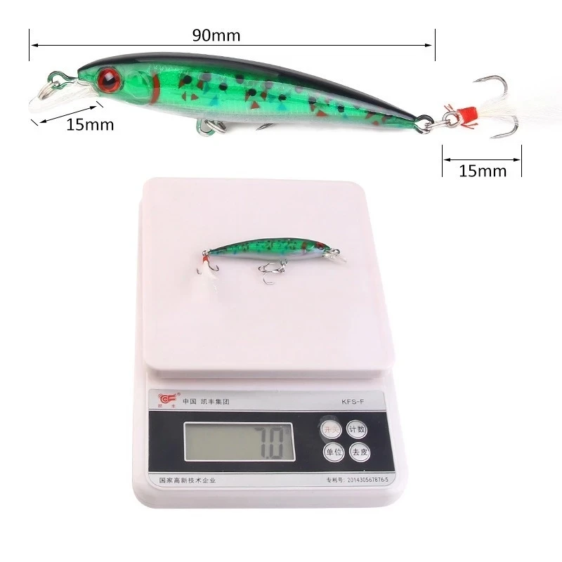 1PCS Minnow Fishing Lure 90mm 7.2g Sinking Hard Bait Wobbler Jig Bait Crankbait Carp Striped bass Pesca Fishing tackle SwimBait