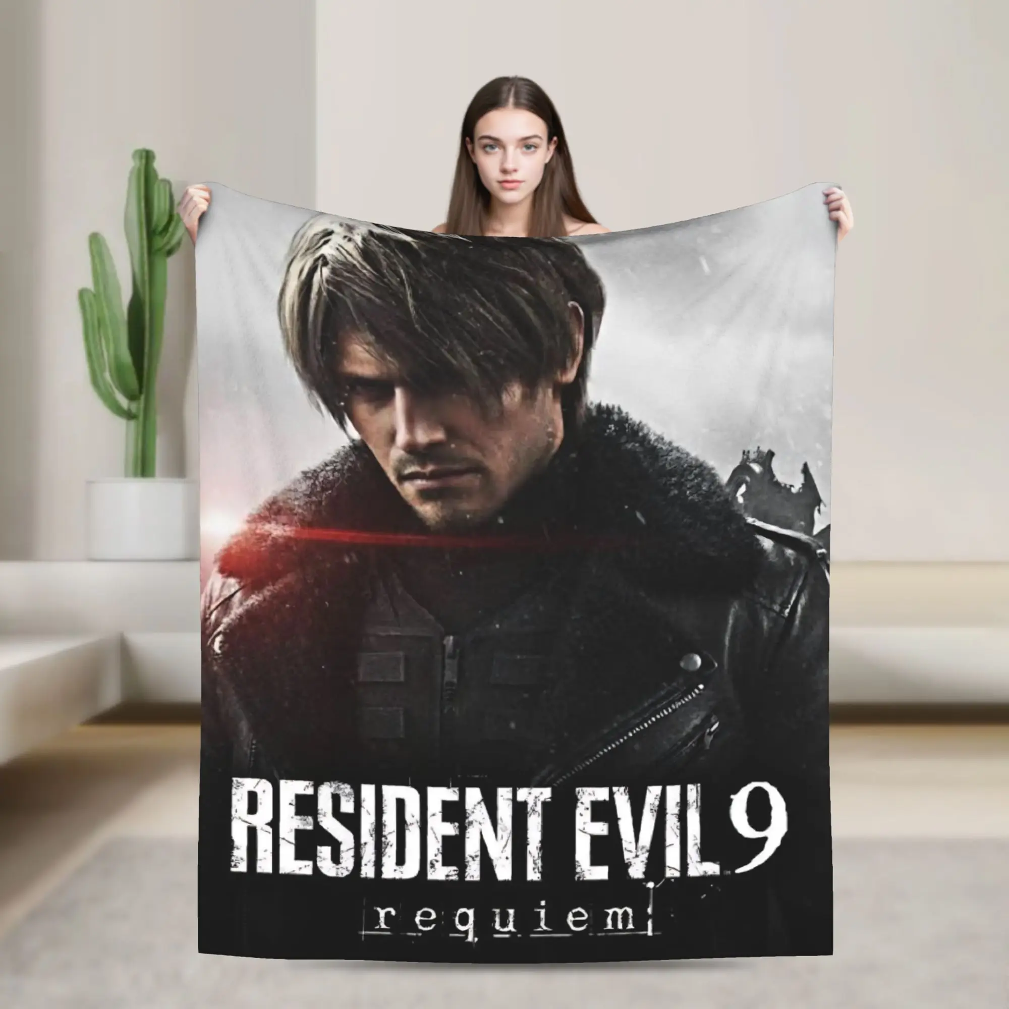 Residents Evils 9 Leon Keneddy Blanket Multi-size Warm Cozy Fluffy Games Throw Blankets for Couch Sofa and Bed