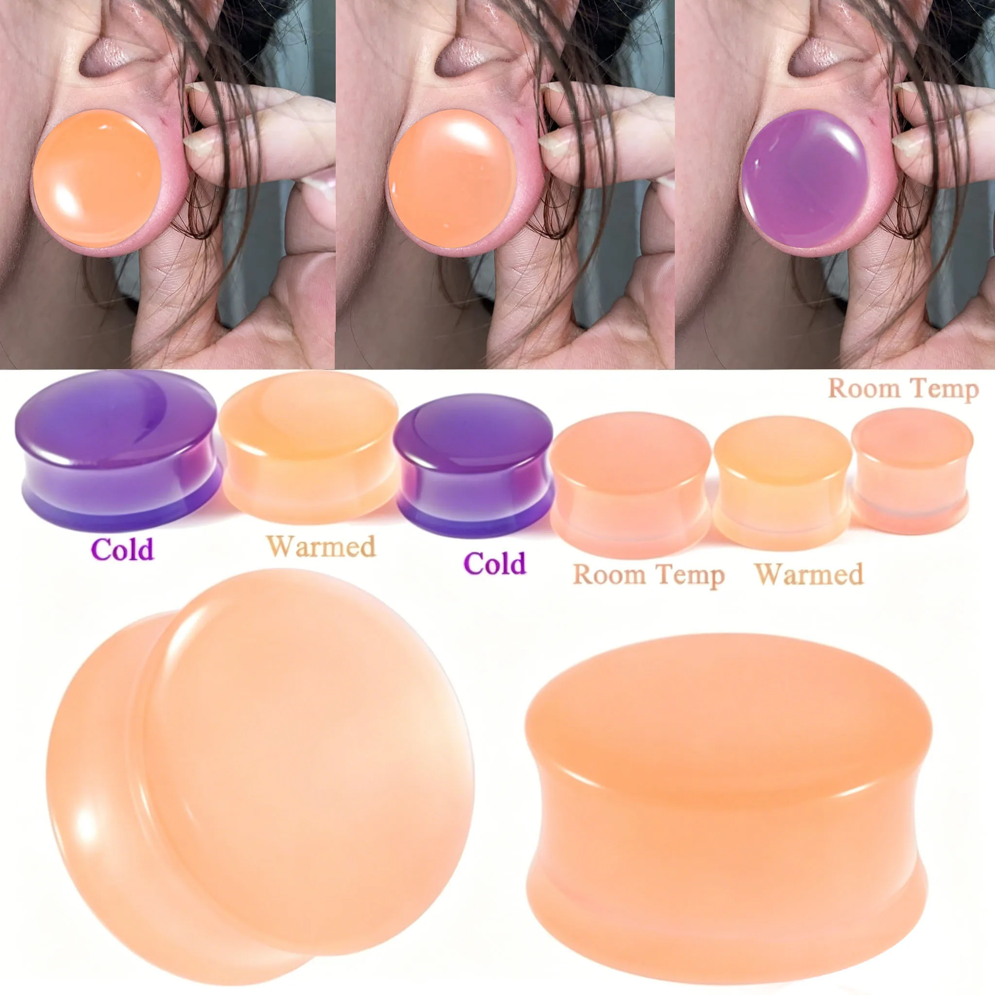 1PC Acrylic Thermochromic Auricle Earrings Double Flared Ear Plugs Tunnel Earlobe Expander Stretchers Weight Piercing Jewelry
