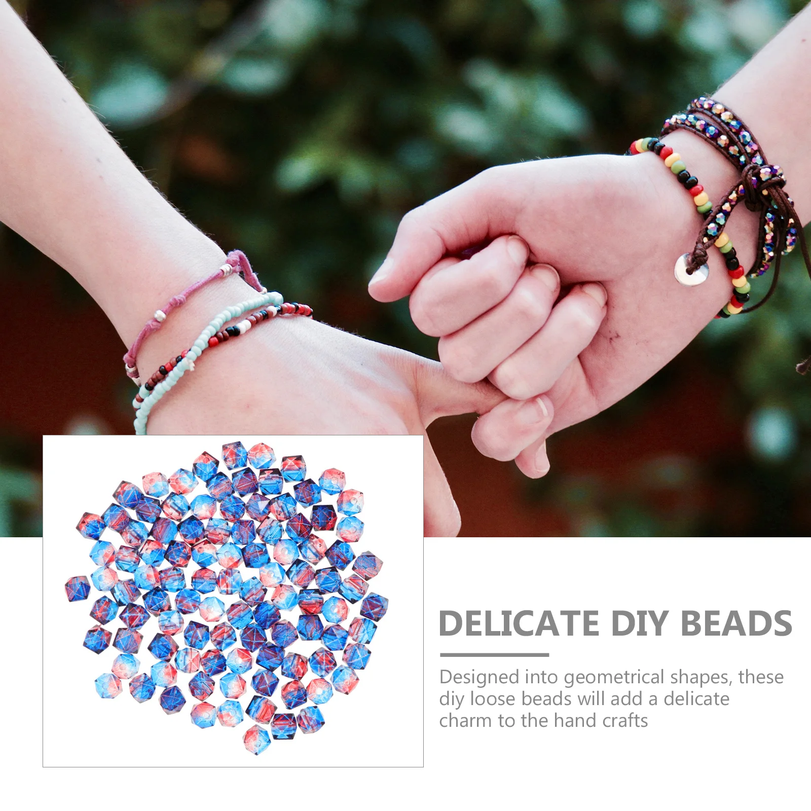 200개 스프레이 페인트 비즈 액세서리 기하학적 모양 아크릴 비즈 DIY 쥬얼리 공예 프로젝트 팔찌 목걸이용