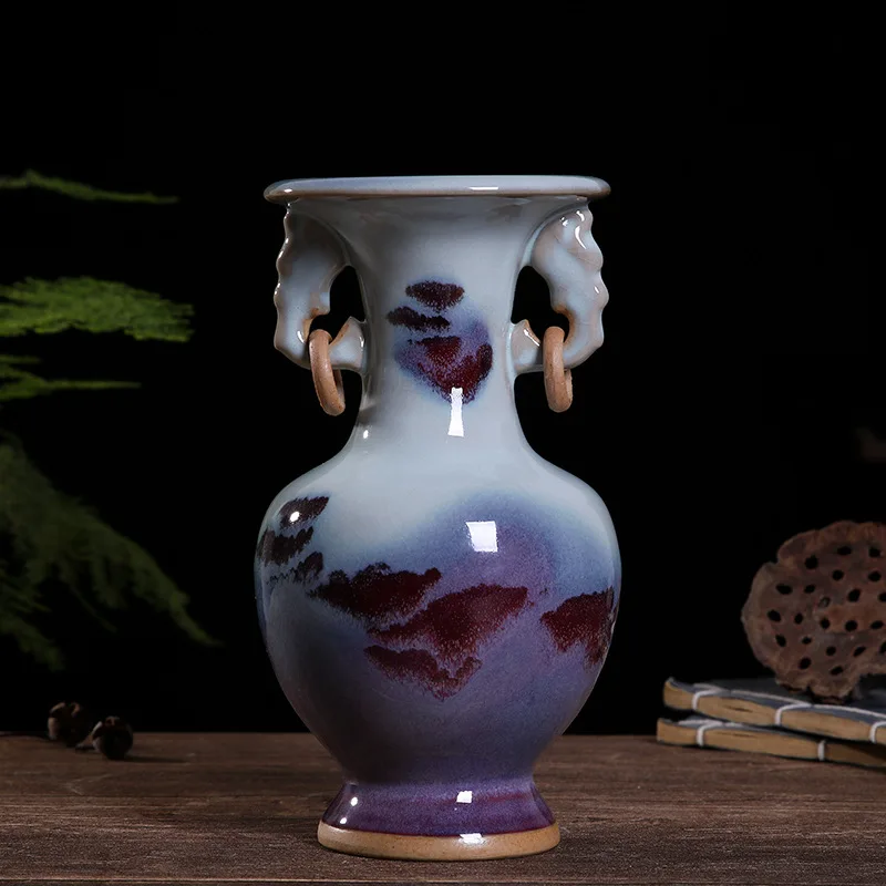 Exquisite ceramic vase ornaments living room home decorations Chinese Jun porcelain handicrafts creative gifts