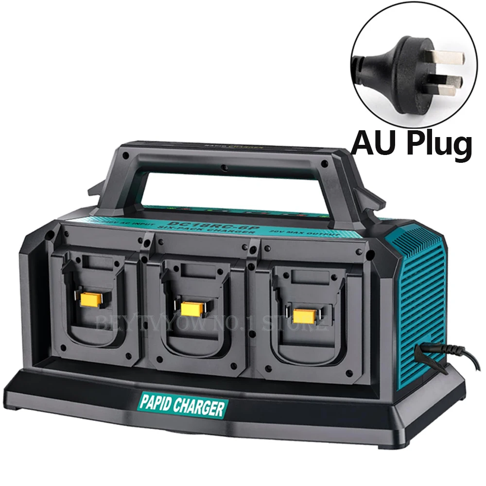 Beytvyow 6-poorten Rapid Meanwhile Multi-batterijladerstation Snelle oplader Compatibel met Makita 14,4/18V-batterijen Power Tool
