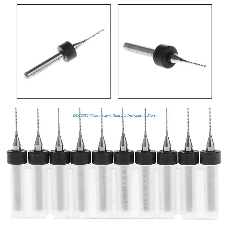 

367D New 10Pc 0.6mm Tip 1/8" Shank Flute Micro PCB Drill Bits