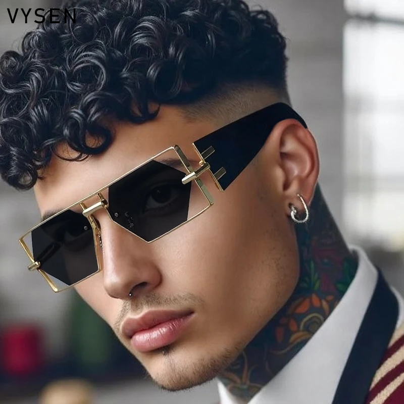 

Vintage Steampunk Rectangle Women's Sunglasses 2025 Luxury Brand Metal Hollow Hexagon Lenses Trendy Double Beam Shades UV400