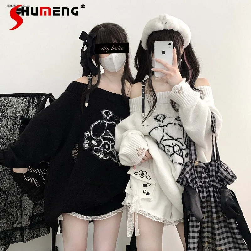 Japanese Lolita Sweet Loose Mine Series Long Sleeves Knitwear Subculture Original Pattern Sweater Women's Clothing Casual Jumper