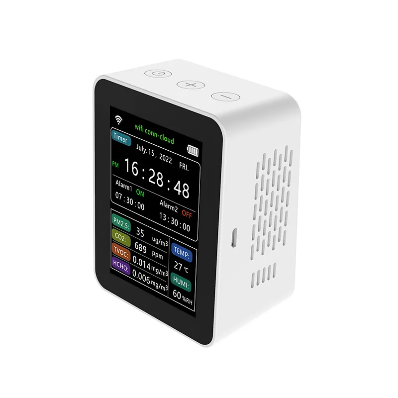 Multifunctional air quality detector PM2.5 odor VOC formaldehyde alarm clock calendar WIFI AIR tools air monitor air detector