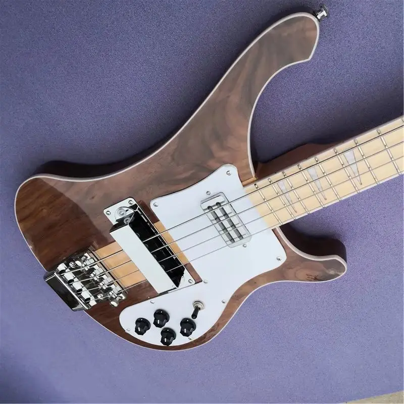 Walnut 4-String Electric Bass Maple Body Neck Maple Fingerboard Traditional Wood Construction for Guitar And Bass Instruments