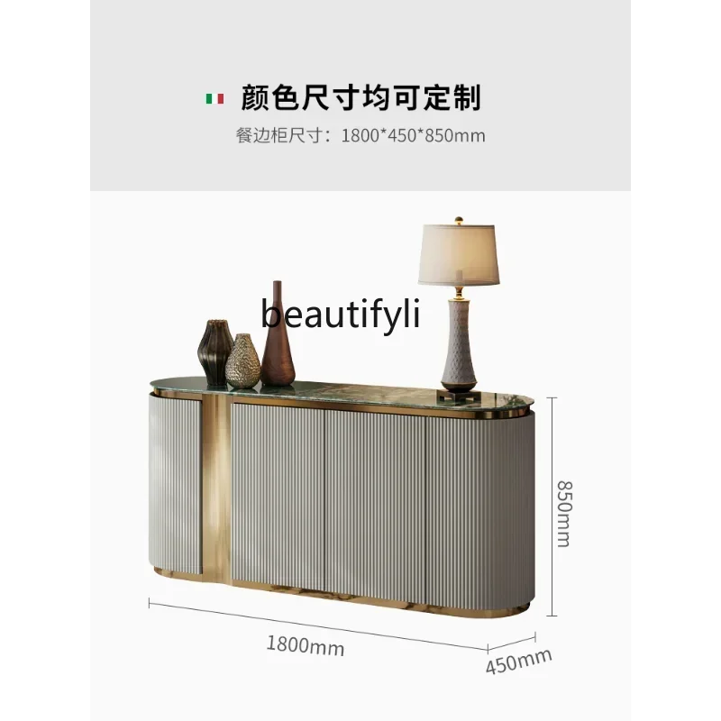 zzLight Luxury Dining Side Storage Organizer Shoe Cabinet Italian Post-Modern Marble Restaurant Gray Entrance Cabinet furniture