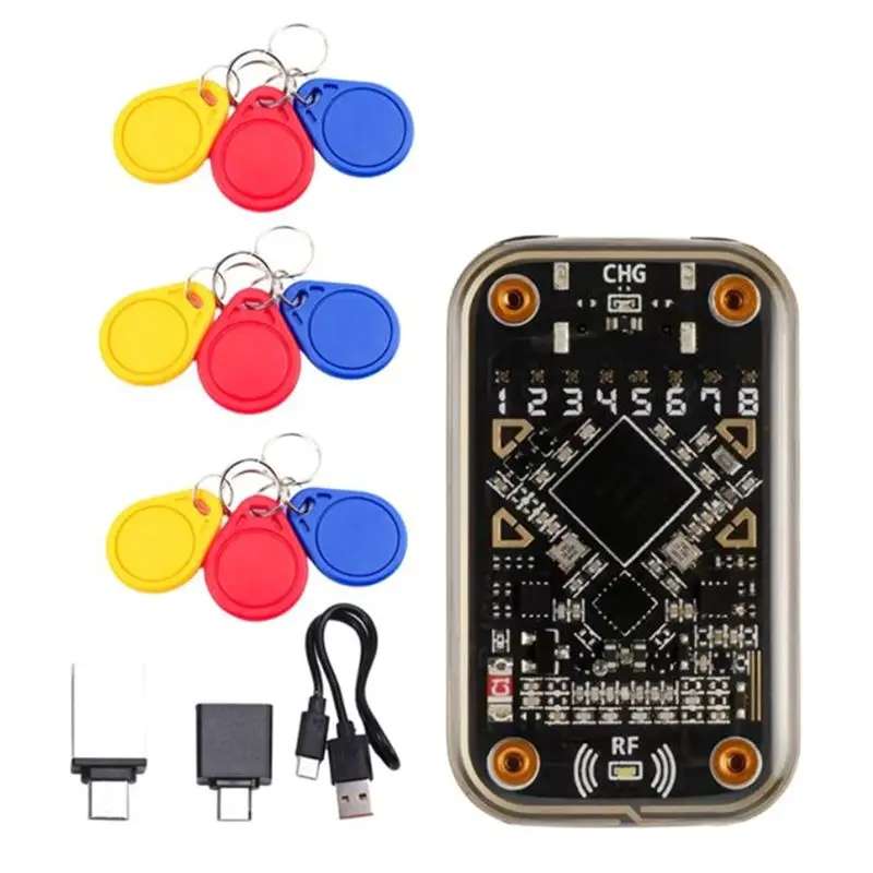 

Chameleon Ultra RFID Считыватель смарт-чипов + 9XUID Брелок Бесконтактный эмулятор смарт-карт 125 кГц 13,56 МГц Декодирование значка
