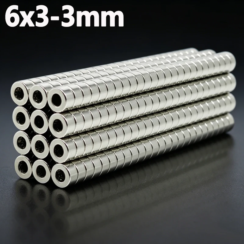 Image of 6x3-3mm Magnet N35 NdFeB Permanentmagnet Imanes 6*3-3mm Zubehör 10-200 Stück Runde Lochform Neodym-Magnet
