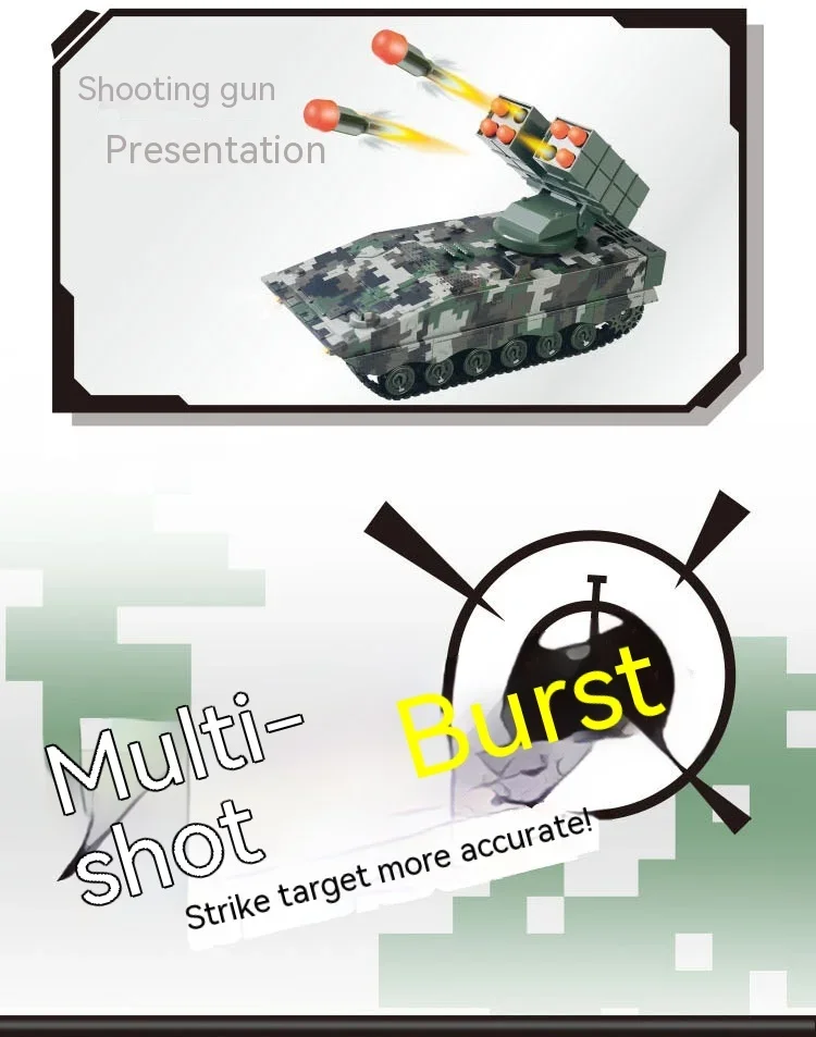 New Military War 2.4g Rc Missile Vehicle Battle Tank Remote Control Toy With Shoot Bullets Model Electronic Acousto-Optic Toys