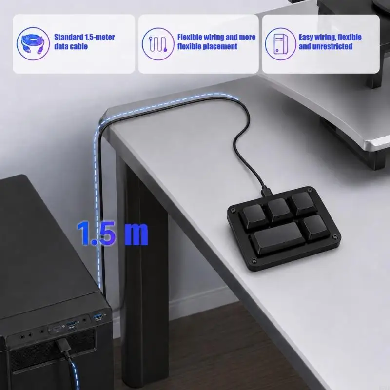  Mechanical Command Pad with USB Connection for Gaming Editing and Office Desks