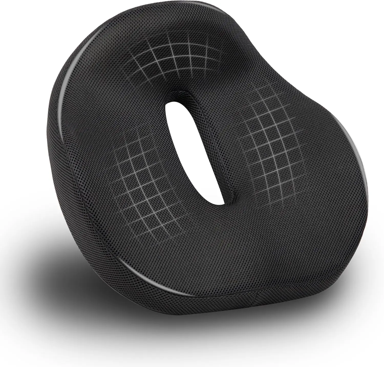 

Ergonomic Memory Foam Donut Pillow for Tailbone, Hemorrhoid & Pregnancy Relief, Washable Cover, Black