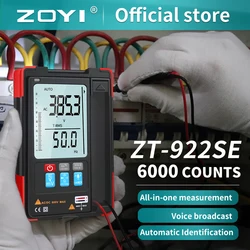 ZOYI AI Smart Digital Multimeter ZT-922SE Voice Recognition 6000 Counts AC/DC Ohm capacitance TEMP NCV Hz Auto Range TRMS Meter