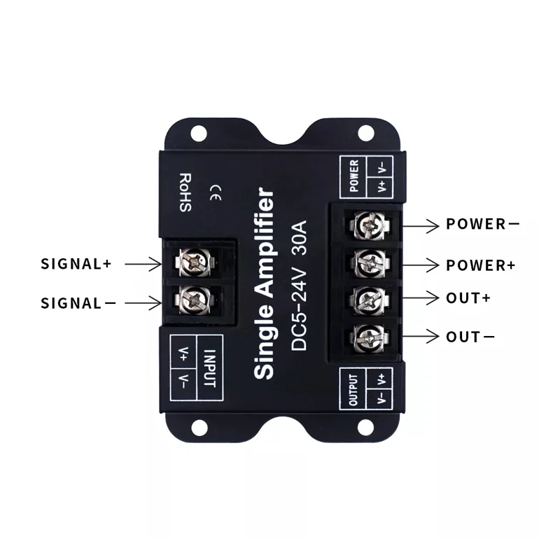 Single Color LED Dimmer PWM Lamps Controller Signal Amplifier DC 5V 12V 24V 30A Repeater Expander for 5050 2835 COB Strip Lights