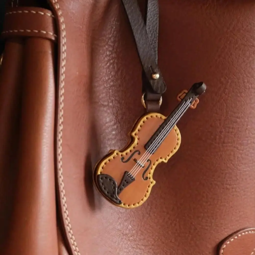 Mini Vintage PU Leather Violin & Cello Keychain Friends Gifts Durable Musical Instrument Keychain Creative Crafted Bag Pendant