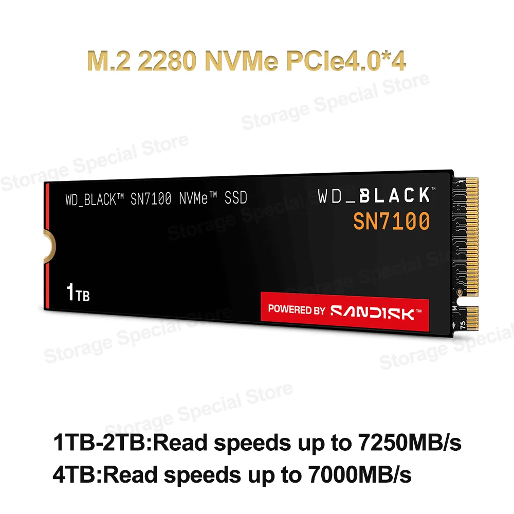 SanDisk WD BLACK SN7100 NVMe SSD M.2 2280 PCIe Gen 4.0 1TB 2TB 4TB