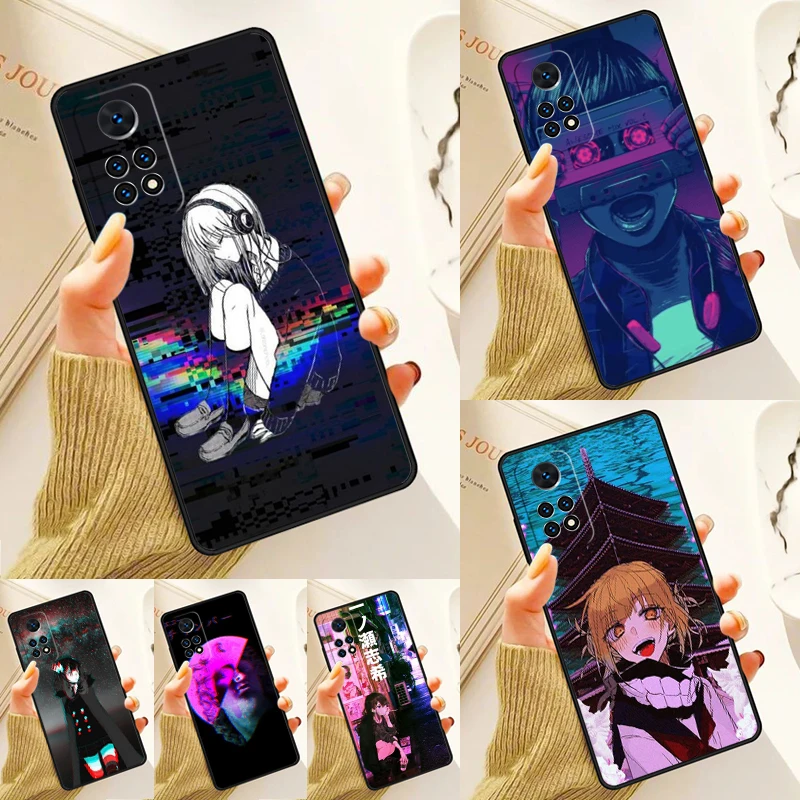 Anime Vaporwave Glitch Case For Samsung Galaxy S24 Plus S23 S20 S21FE Lite S22 Ultra Note 20 S8 S9 S10 Phone Coque