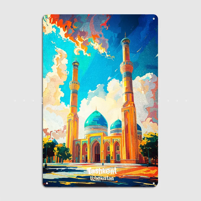 Tashkent Uzbekistan Colorful Travel Scenery Sights Retro Poster Metal Sign Garage Club Indoor Room