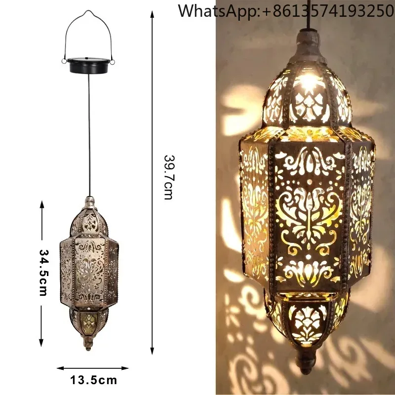 

【Best-selling】Moroccan LED Wrought Iron Garden Ornaments Hang Traditional-style Solar Lanterns To Celebrate Ramadan