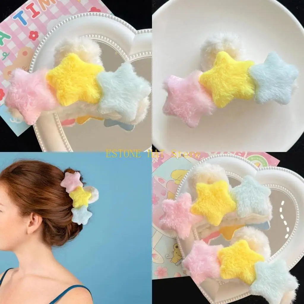 49MF Kids Plush Hair Claw Clip Jaw Clip Non-slip Hair Barrettes CrabHair Clip