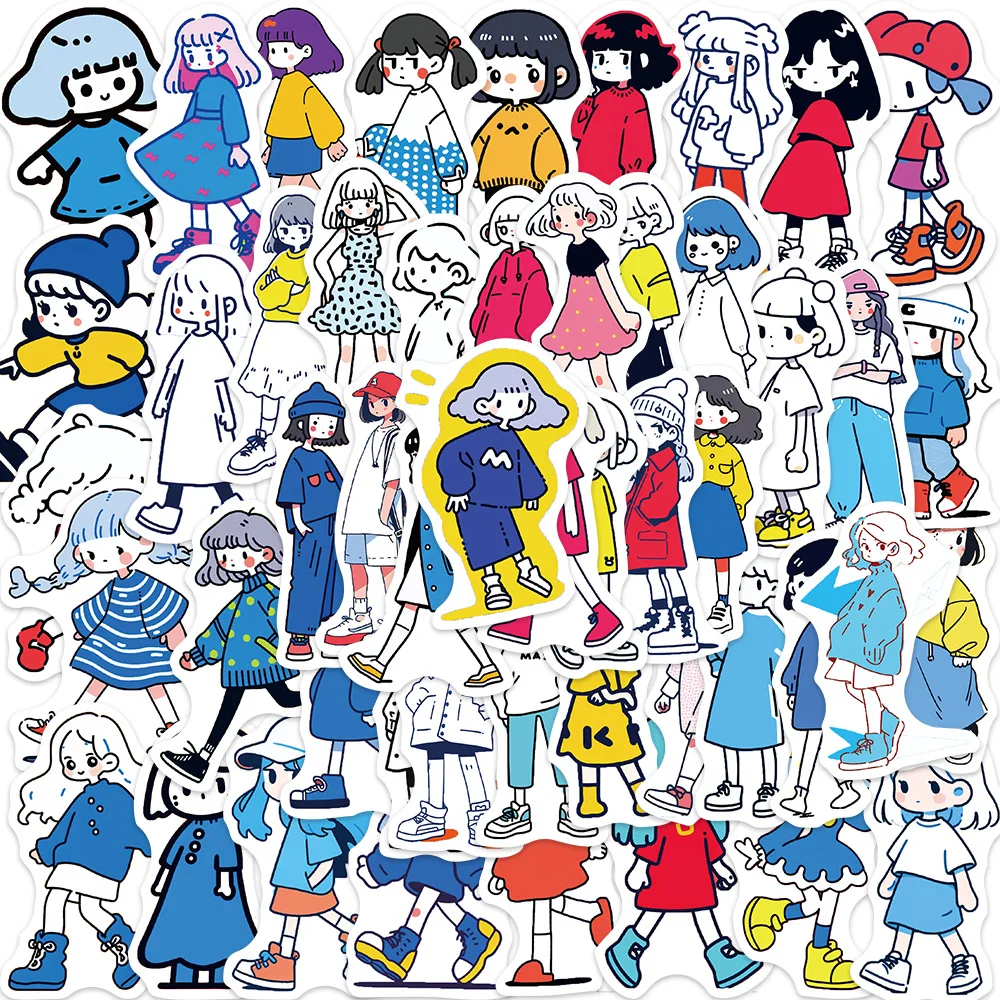 50Pcs/Lot Wholesale Cute Korean Girls Stickers Waterproof For Luggage Skateboard Laptop Notebook Car Decals Kids Gifts