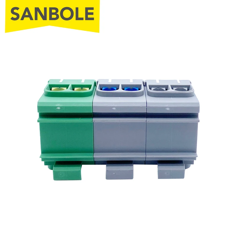 2pcs Terminal 50mm2 800V High Current JUT10-50/2 DIN Rail Mounted Aluminium Block Two Enter Two Come Electrical Connection Cable