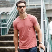 100% coton hommes T-shirt décontracté doux Fitness été mince T-shirts hommes vêtements de maison col rond à manches courtes solide T-shirt pour hommes 3