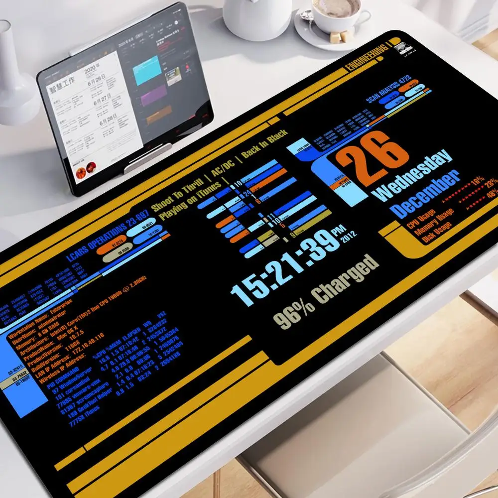 

tarship Blueprint Pad Desk Pad Mouse Pad Gamer Computer Cabinet Star Trek Game Office Accessories Keyboard Anime Extended Large