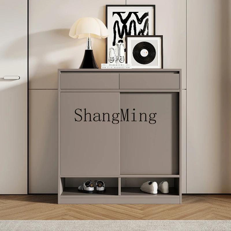 

SM simple modern solid wood shoe cabinet, entrance storage cabinet integrated against the wall, living room entrance door locker