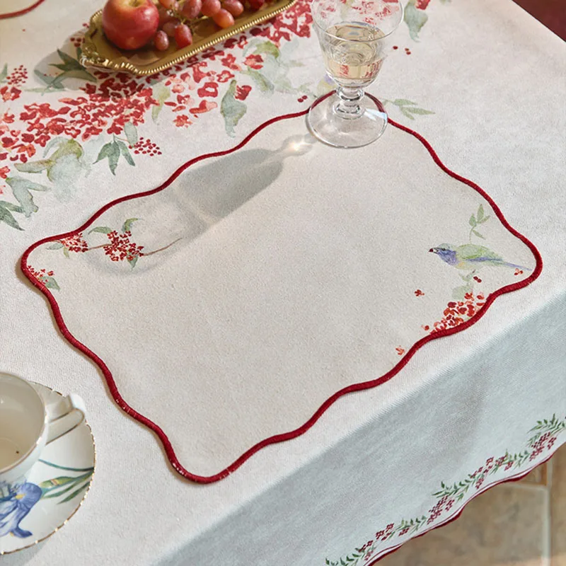 جديد النمط الصيني المنسوجة النسيج تحديد الموقع الرجعية الجدول الديكور والاكسسوارات عملية الطباعة مطعم طاولة شاي حصيرة المنزل