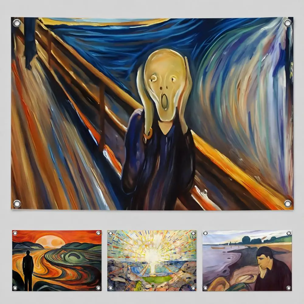 Art Edvard Munch Flags Suitable For Party Club Outdoor Interior Wall Decoration Banner Fans Gift