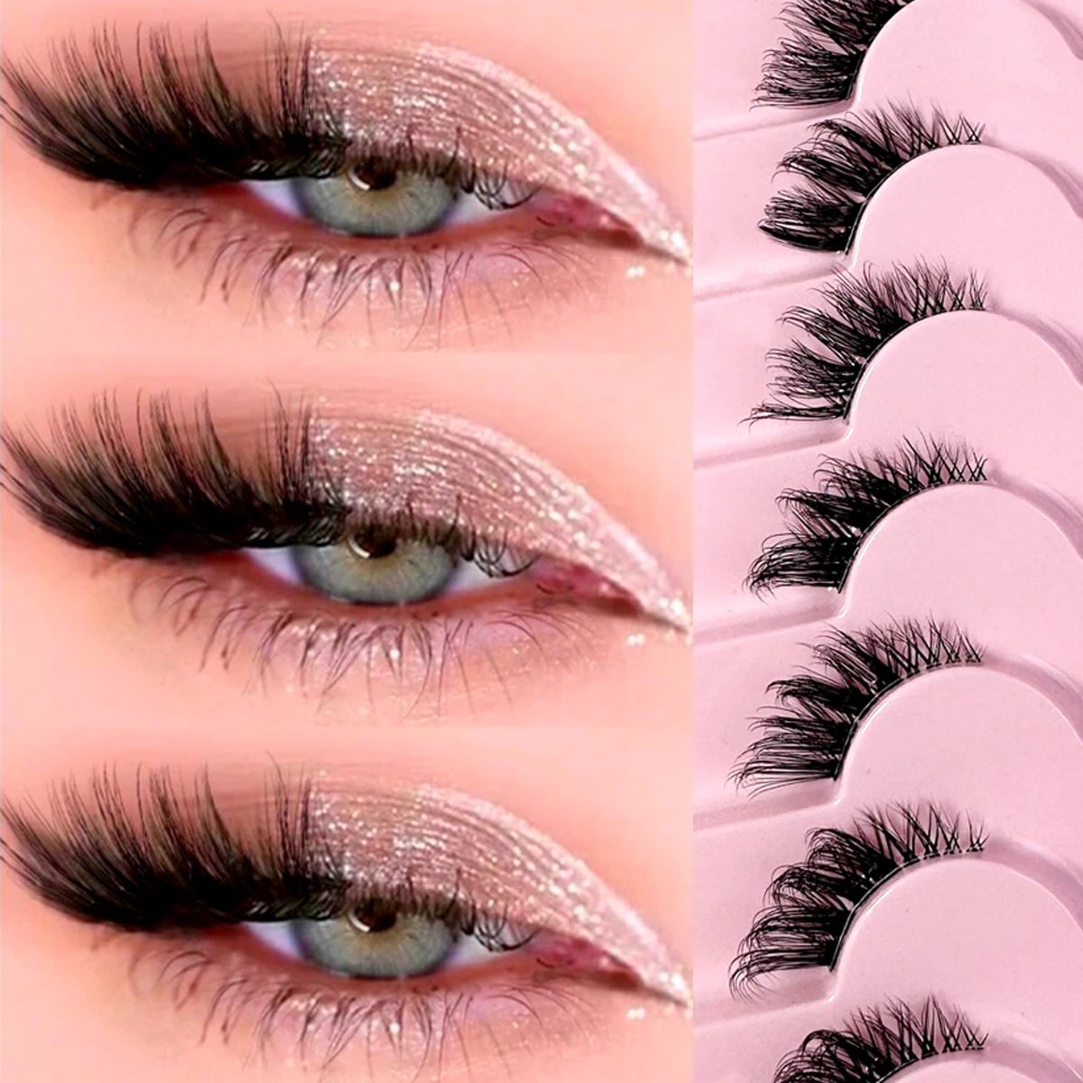Eyelash Extension Cat Eye Wispy - 7 Par Półkoczków Rzęs Naturalny Wygląd