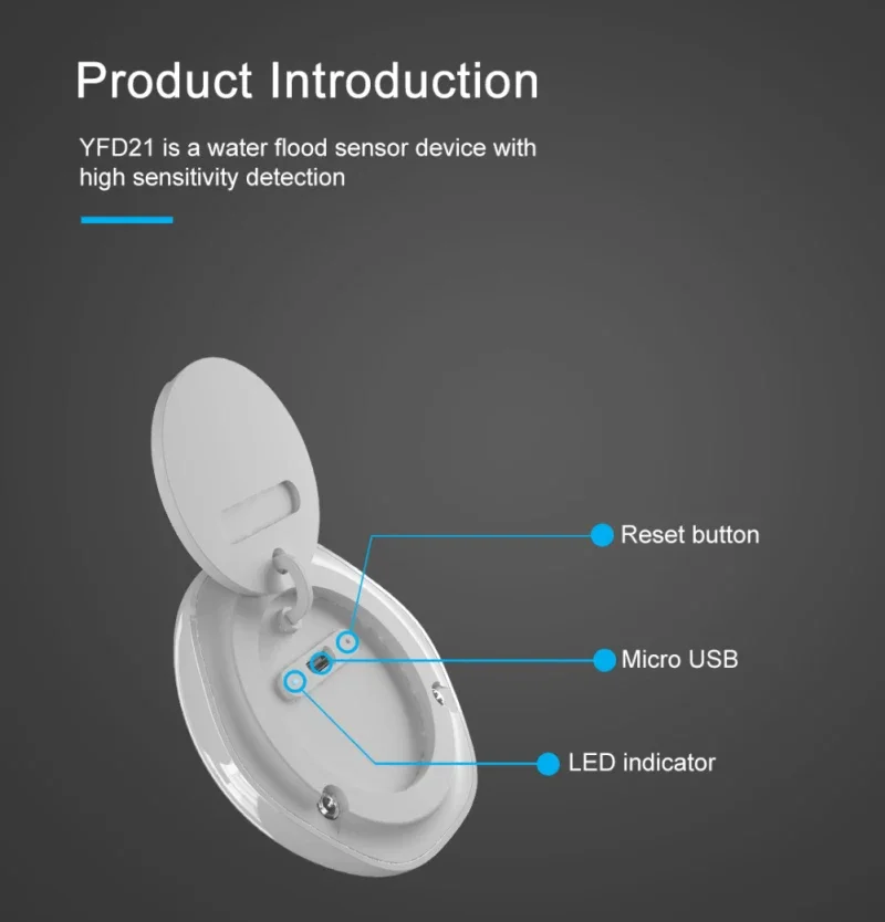 Água Vazamento Detector Sensor, Água Linkage Alarme, Smart Life App, Monitoramento Remoto, Alerta de Inundação, Segurança Overflow, ZigBee TUYA