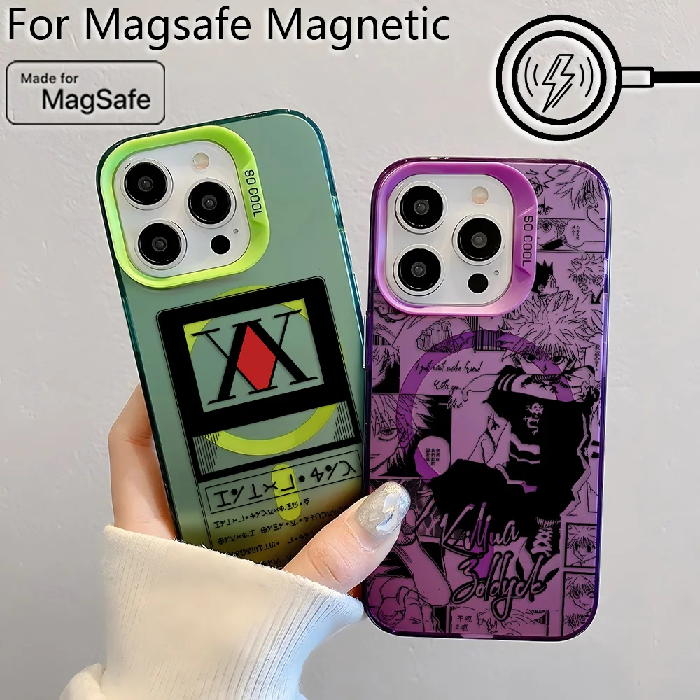 Black Hot Anime HUNTER×HUNTER Magsafe Magnetic Case for Samsung S25 S24 S23 S22 S21 S20 FE Plus Ultra 5G Silver Plated Cover view 4