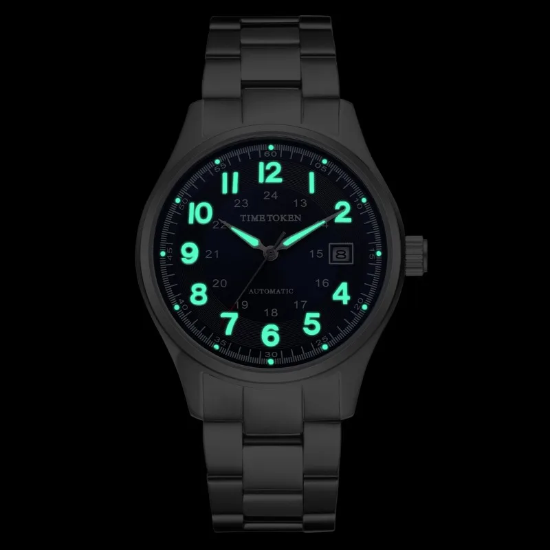 TIME TOKEN Mens Luxury Automatic Mechanical Watch Water Resistant 50m with Luminous Hands Sapphire Glass 316 Stainless Steel