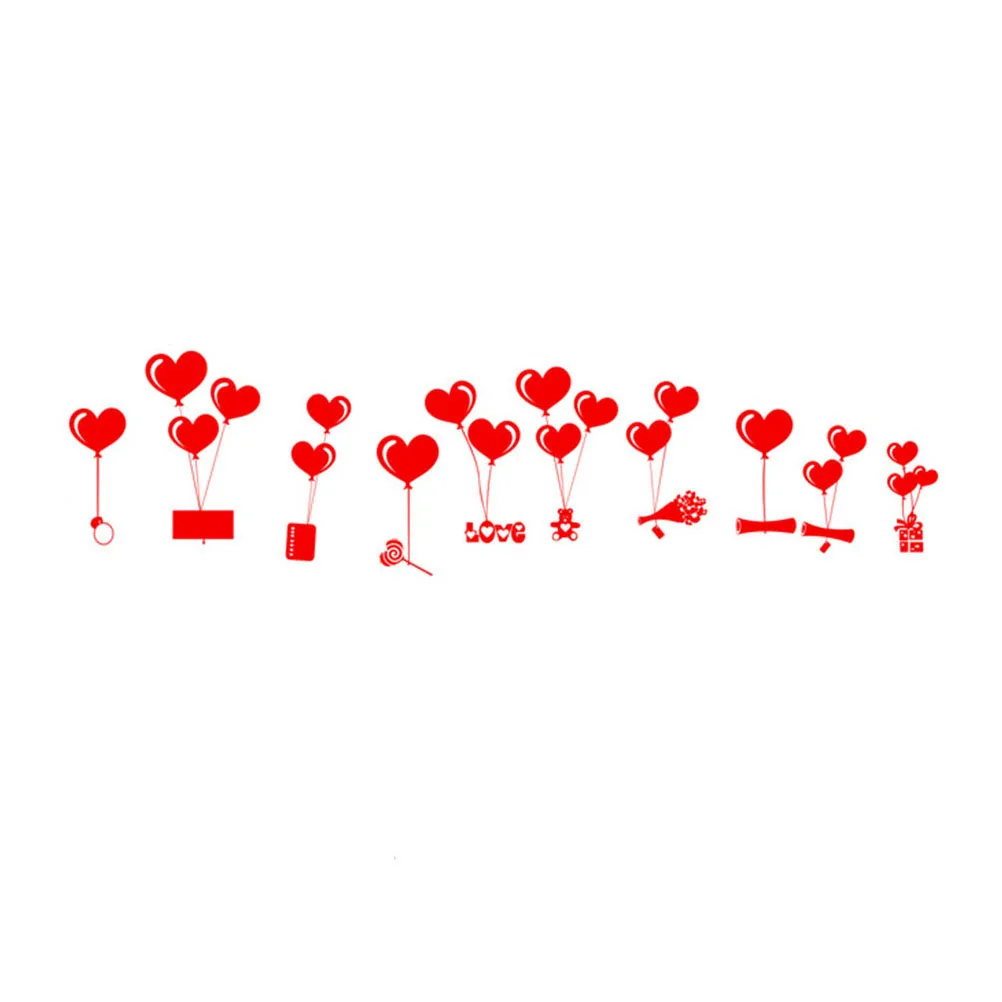 

Art DIY love Heart Shape Wedding Wall Window Stickers Home Party Decor Accessory Removable Wall Decals Window Clings S Size (Red