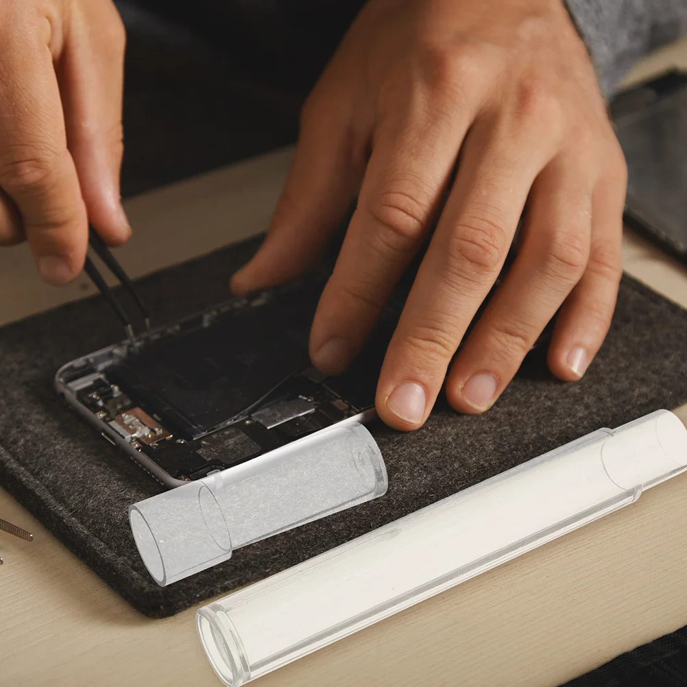 2개 메이크업 브러쉬 보관 용기 투명 원형 튜브 클리어 플라스틱 핀셋 홀더 속눈썹 컬러 오거나이저 여행용 보관함