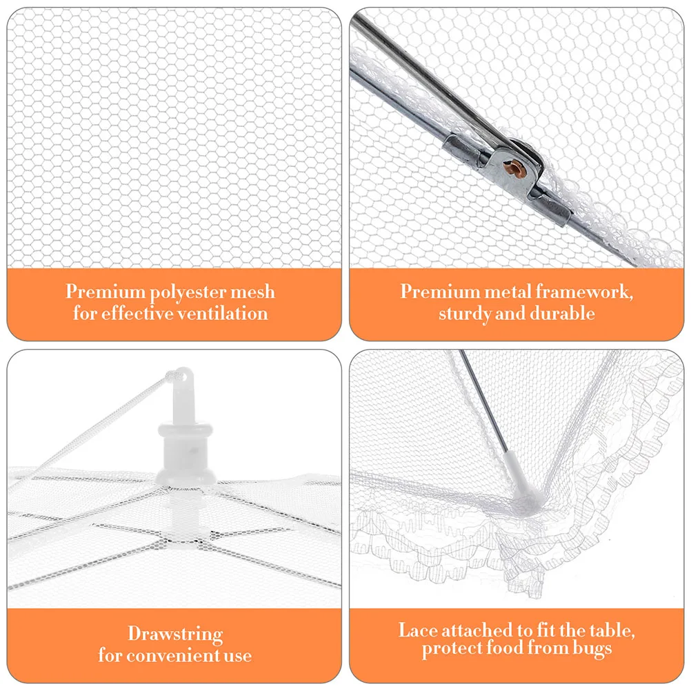 Cubiertas blancas plegables para alimentos, tiendas protectoras de verduras a prueba de polvo para el hogar, Camping, Picnic, barbacoa, juegos de utensilios de cocina, 5 uds.