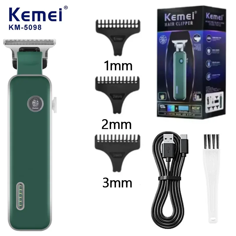Kemei KM-5098 Cordless Professional Hair Clipper Rechargeable Electric Hair Trimmer Barber Hair Cutting Machine  Clippers