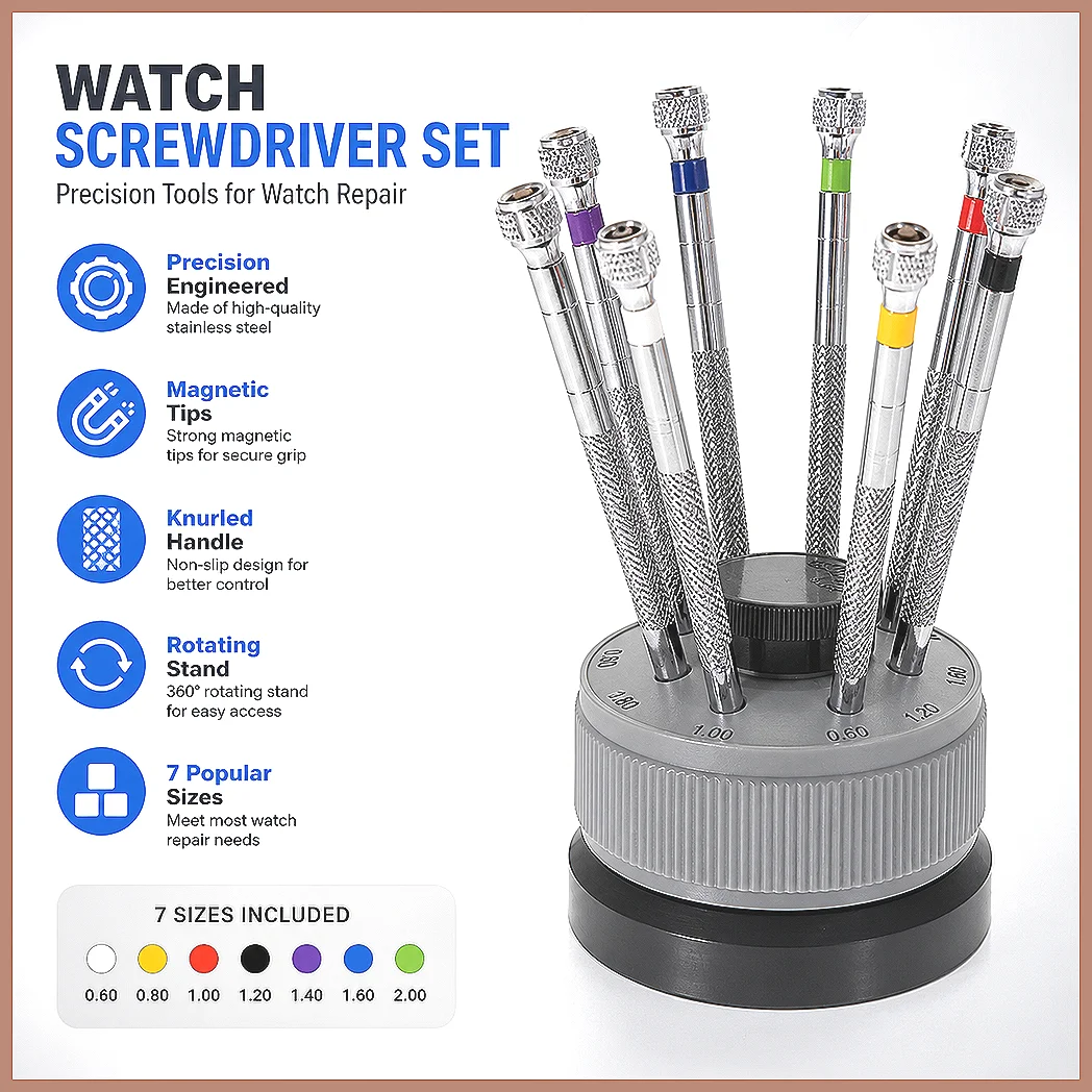 Precision Stainless Steel Screwdriver Set 9pcs Watch Repair Tool Kit for Watchmaker Flat Blade Slotted Assort Professional Je