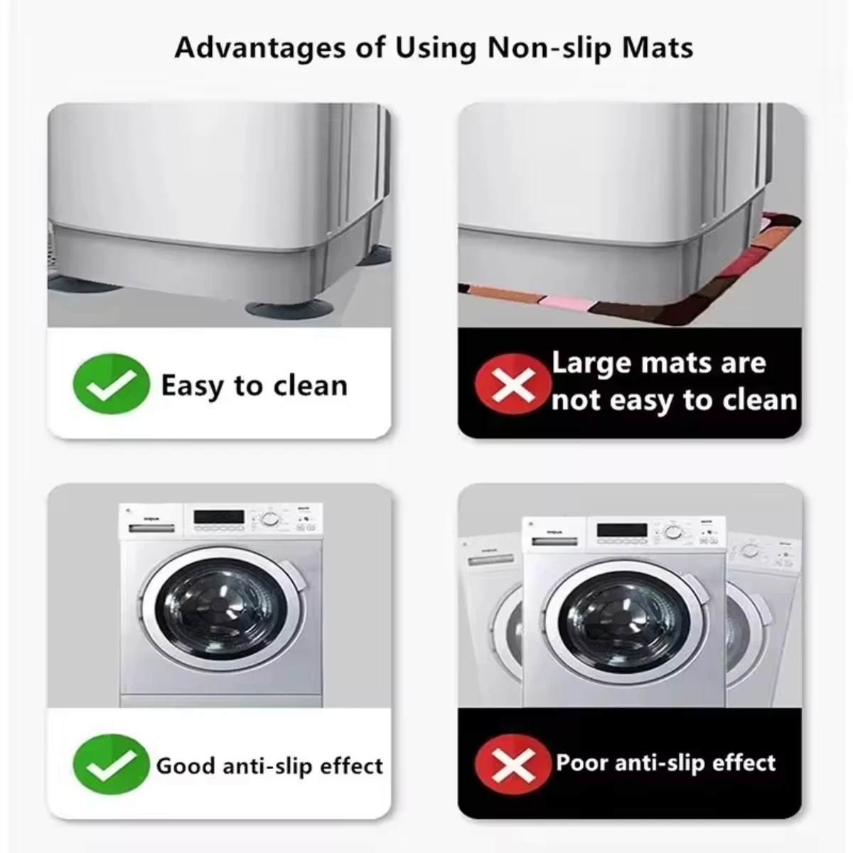 4pcs Washing Machine Shock-absorbing Foot Pads, Anti Slip Rubber Pads, Furniture Refrigerator Pads, High Shock-absorbing Pads