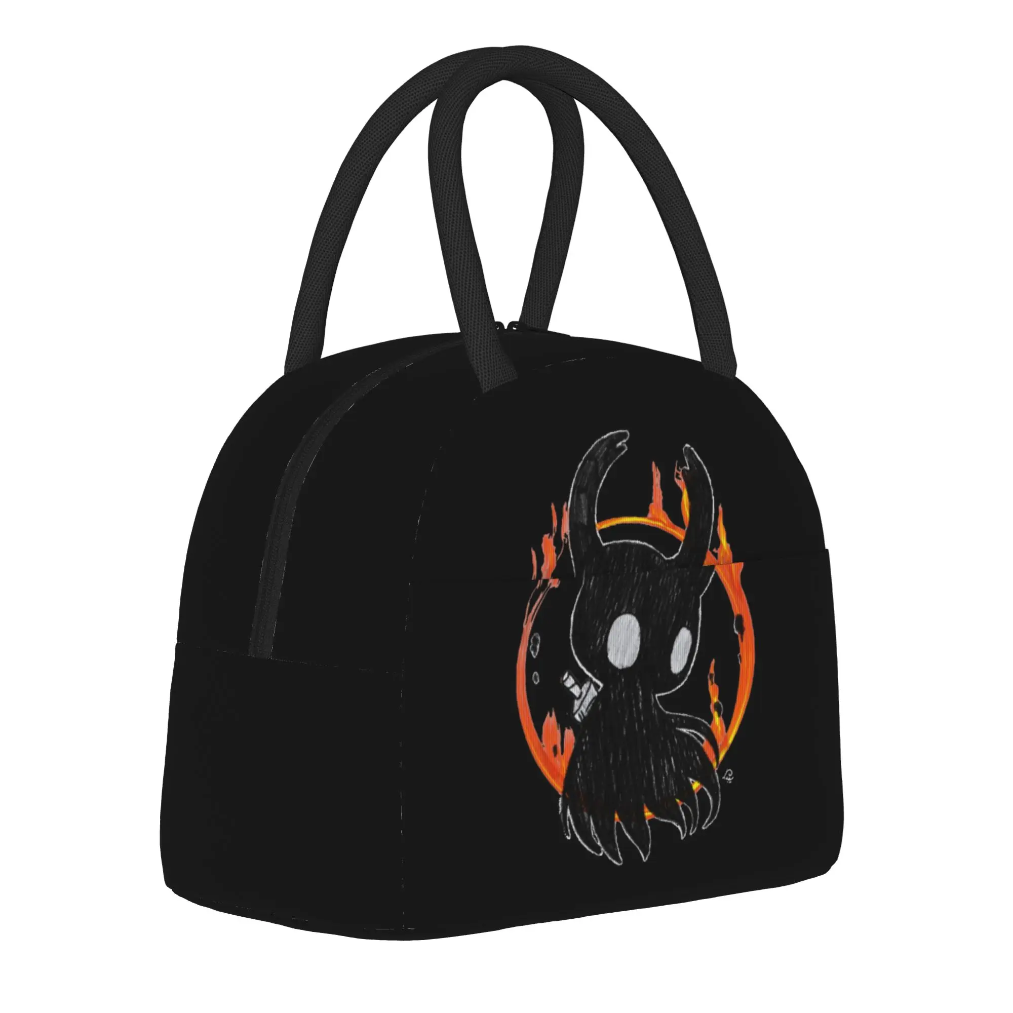 Dark Hollow Cartoon Game Insulated Lunch Bags Thermal Bag Reusable,Lunch Container Hollow Knight  Portable Lunch Box Tote