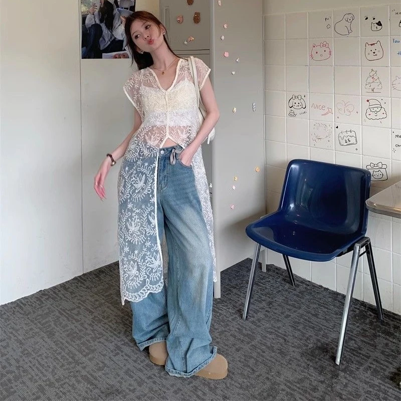 فستان صيفي بدون أكمام من الدانتيل الأورجانزا الشفاف بفتحة عالية للنساء بيج وأسود شفاف فستان ميدي أنيق بدون أكمام بوهو